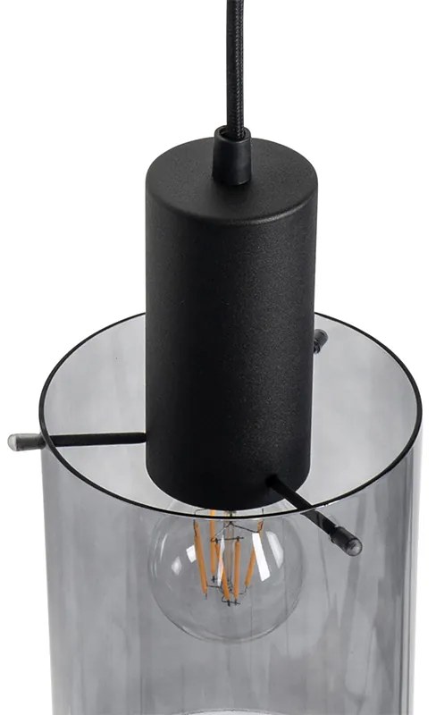 Függőlámpa fekete füstüveggel, ovális, 3 lámpás - Vidra