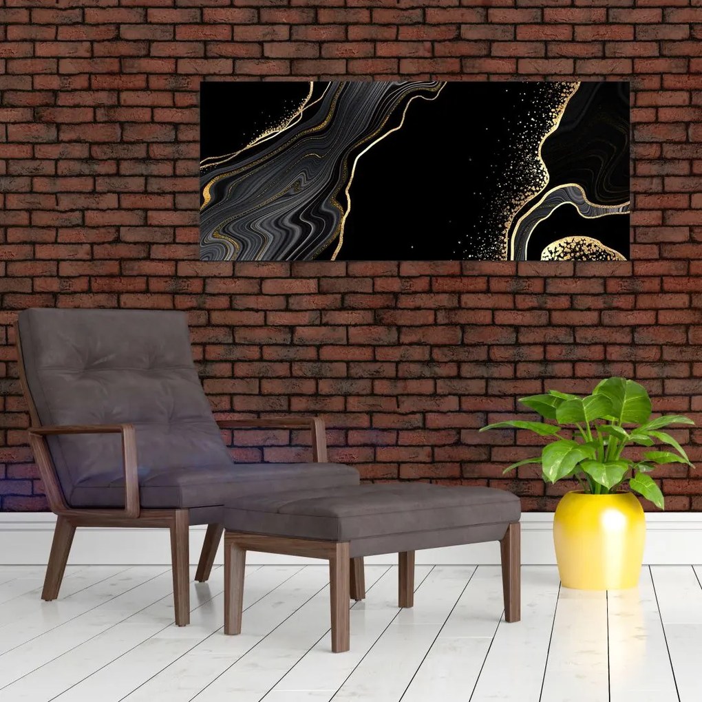 Kép - Fekete és arany márvány (120x50 cm)