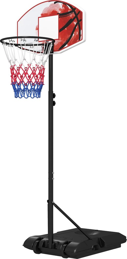 SPORTNOW Kosárlabdakapú Állvánnyal, 179-209 cm Magasságban Állítható Kosárlabdás Állvány Kerekekkel, Kosárlabda Rendszer Alap, Kültéri, Acél, Több szí