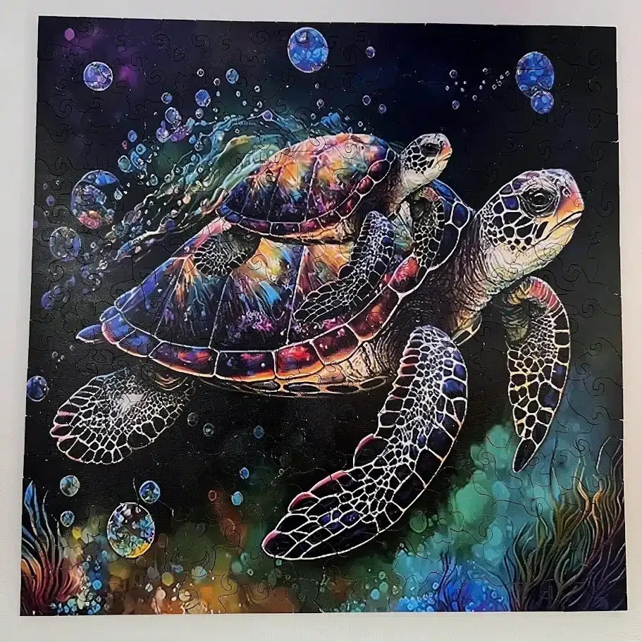 Tengeri teknős fa puzzle