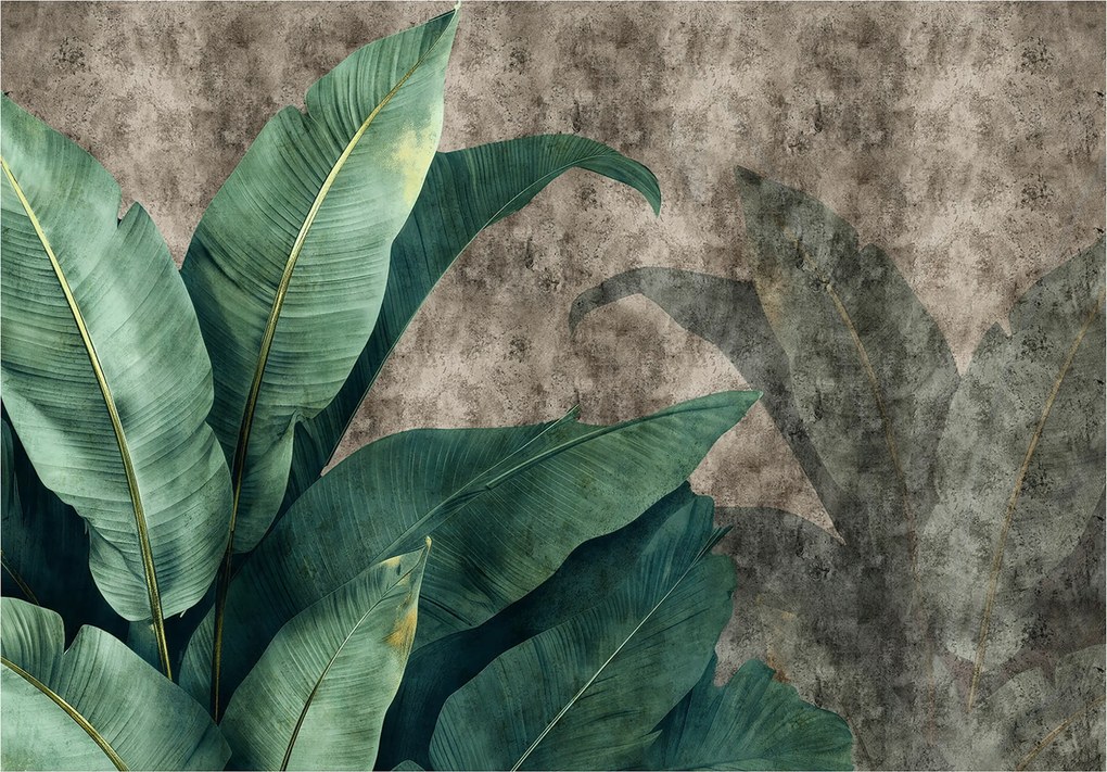 Fotótapéta Zöld oázis Levelek és vinil vakolat 520x318 +ragasztó