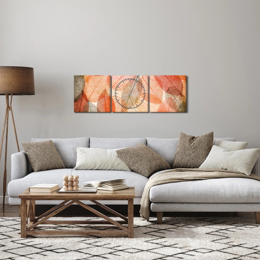 Festett őszi levelek képe (órával) (90x30 cm)