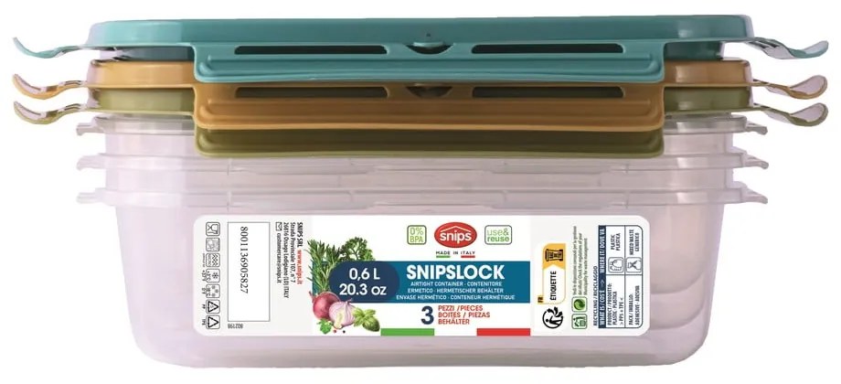 Élelmiszertartó doboz szett 3 db-os Snipslock – Snips