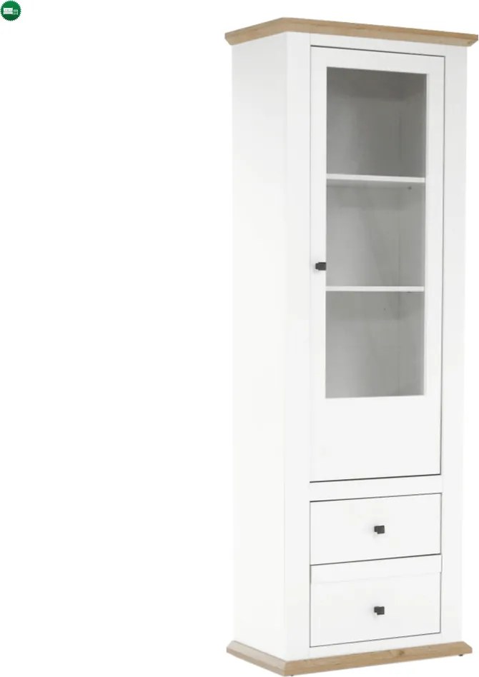 Vitrin MZ4, fehér/grand tölgy, LEON