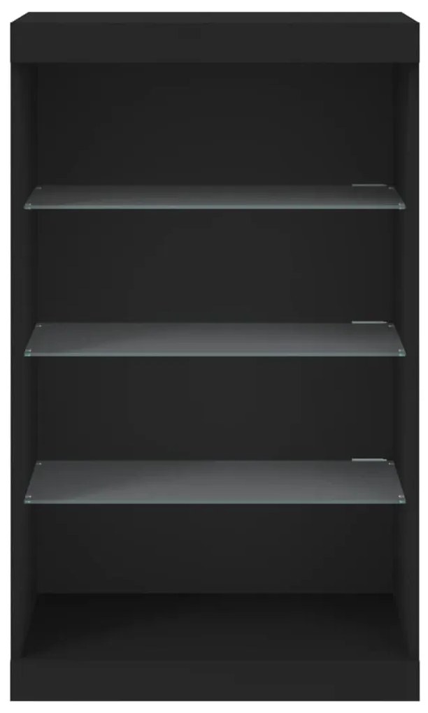 fekete tálalószekrény LED-világítással 60,5 x 37 x 100 cm