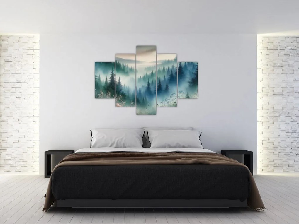Kép - Erdős táj köddel (150x105 cm)