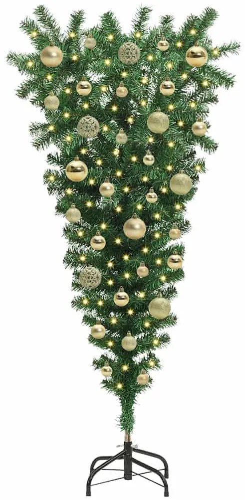 Felfordított Műfenyő Előre Bekapcsolt Karácsonyi Fenyő Gömbökkel Szett