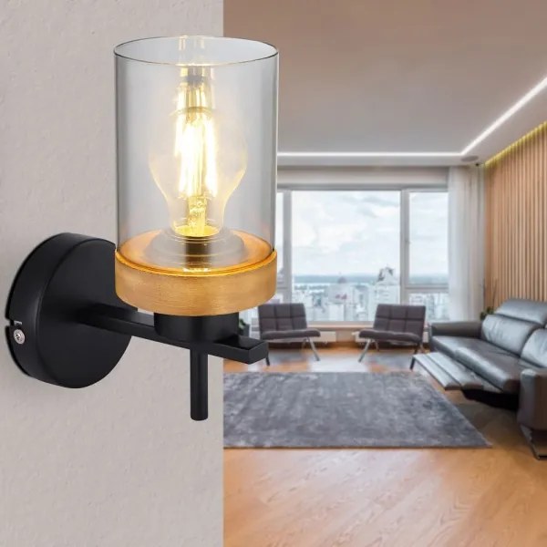 Globo 15557W - Fali lámpa FINCA 1xE27/40W/230V fém/fa