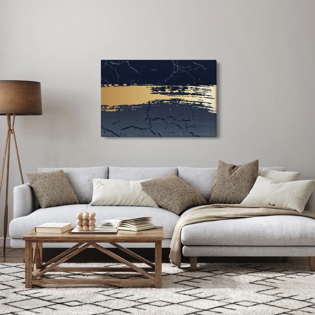 Kép - Kék és arany absztrakció N⁰2 (90x60 cm)