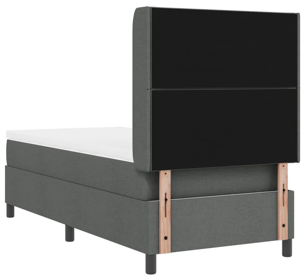 Boxspring Ágy Mattal és LED világítással Sötét Szürke 90x200 cm Szövet