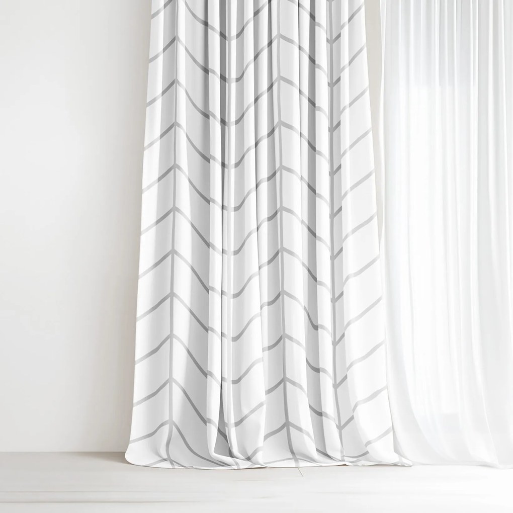 Goldea pamut függöny - cikkcakk fehéren 240x150 cm