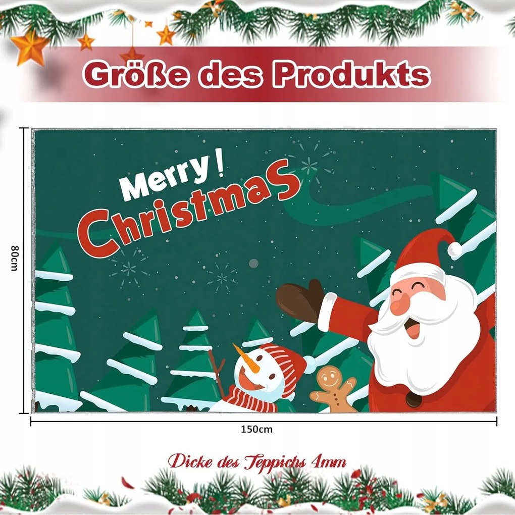 P/04 Guchuang Bedding Karácsonyi szőnyeg 80 x 150 cm zöld csúszásgátló