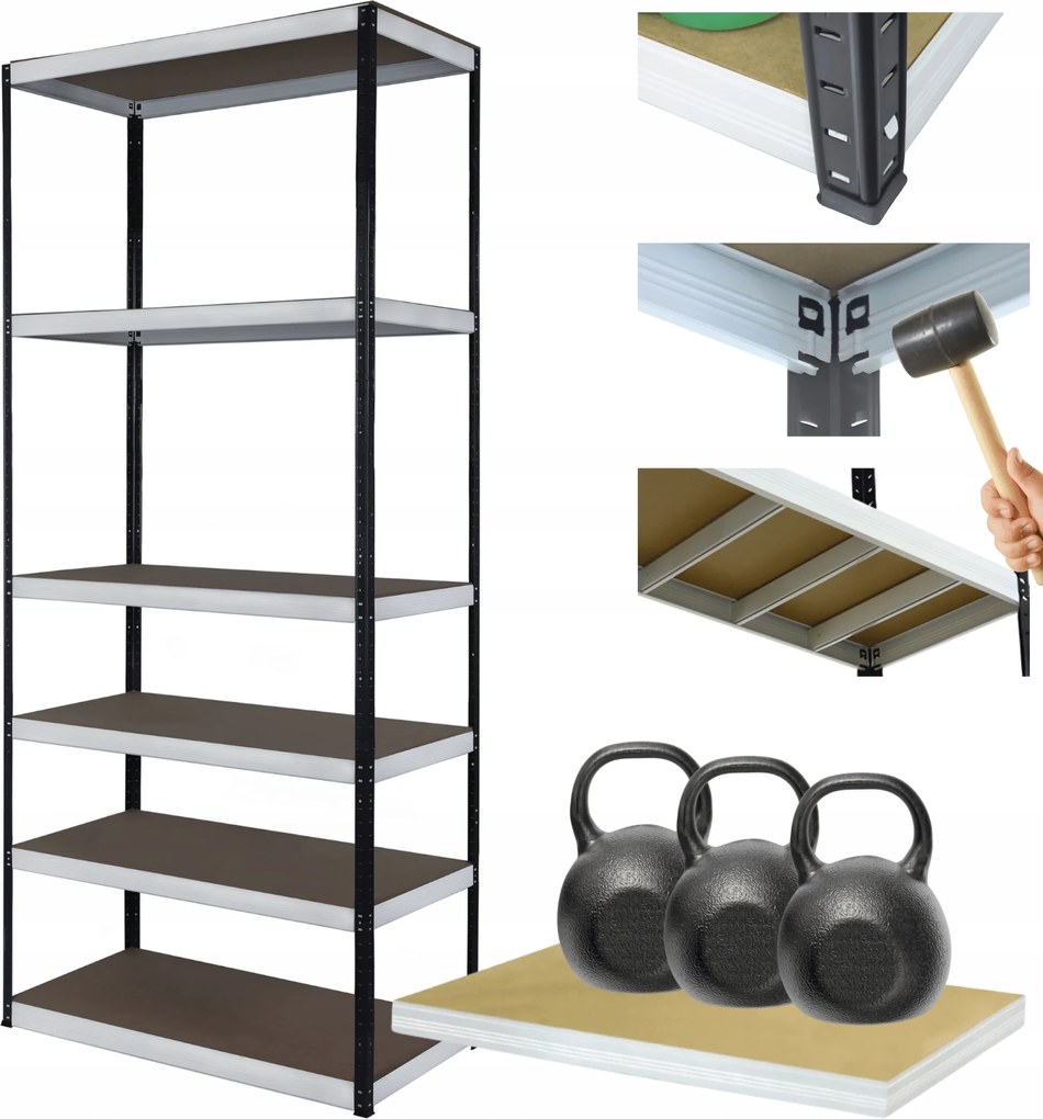 Tárolószekrény fém állvány Helios 196x75x45cm 6Px350kg Erős Lengyel