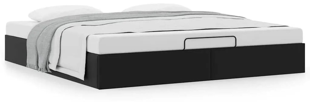 Ottomán ágykeret matrac nélkül fekete 180x200 cm műbőr