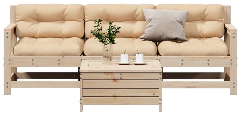 vidaXL 4 részes tömör fenyőfa kerti ülőgarnitúra párnákkal