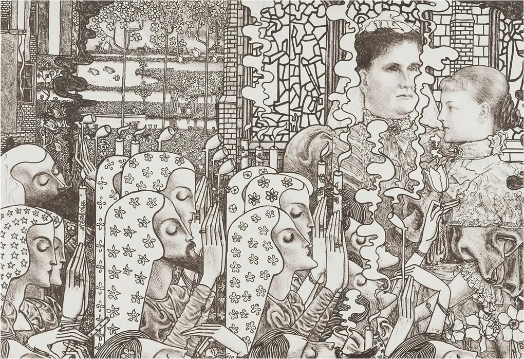 Fali tapéta Panorámával Virágos portrék 152x104 Ragasztó