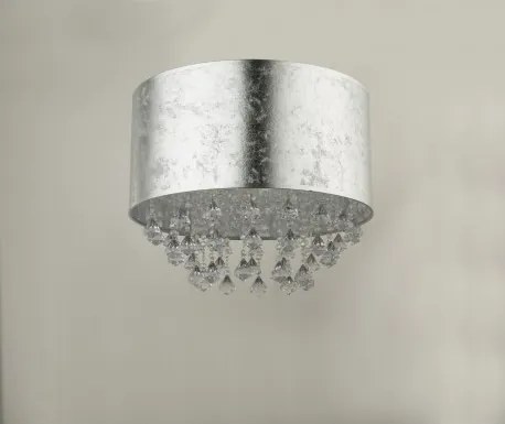 Globo 15188D3 Mennyezeti lámpa, nikkel matt, textil ezüst , akril kristály, áttetsző, ø: 400, H:380, Foglalat típusa:1xE27 60W 230V