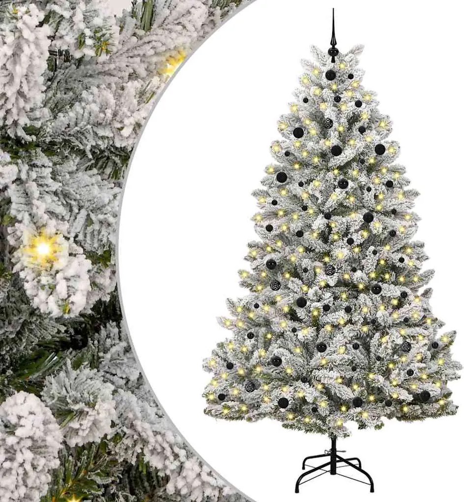 vidaXL Mű karácsonyfa 300 LED-del Zöld és Fehér 240 cm PVC és fém