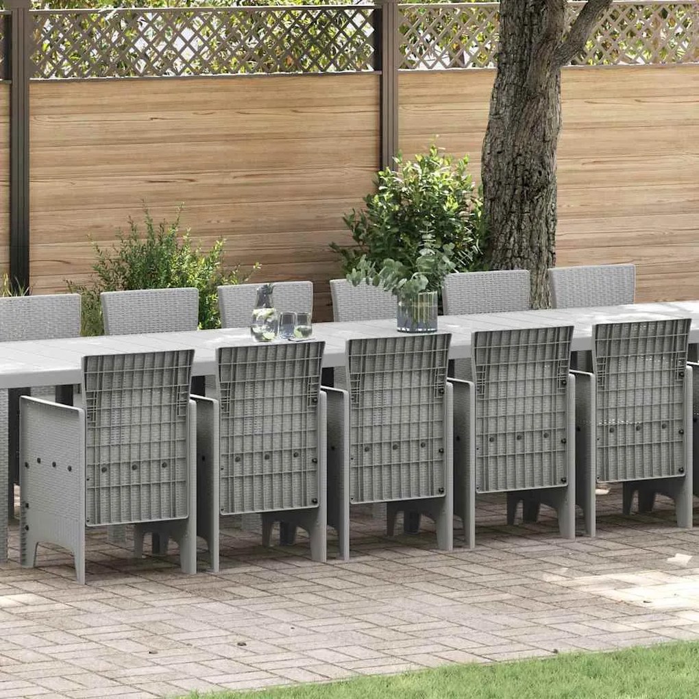 Kert étkező szett 17 pcs Világosszürke Polt rattan