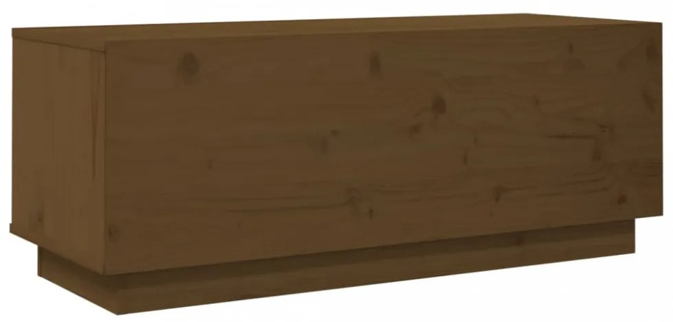 mézbarna tömör fenyőfa TV-szekrény 90x35x35 cm