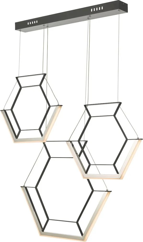 DAR LIGHTING HEX0322 HEXAGON Modern Led Függesztett Lámpa Fekete, Csiszolt Króm LED IP20