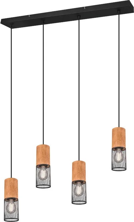TRIO 304300432 TOSH Többágú Függesztett Lámpa Fekete E27 IP20