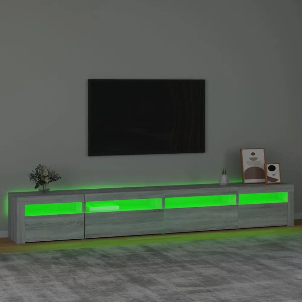 szürke sonoma színű TV-szekrény LED-lámpákkal 270x35x40 cm