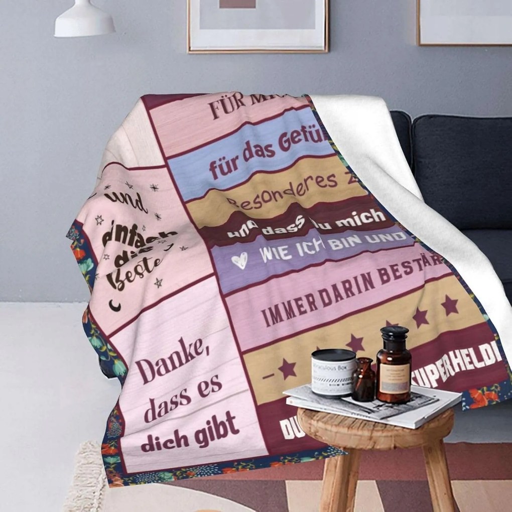 Takaró ágytakaró ajándék anyák napjára apa puha 130x150cm német felirat