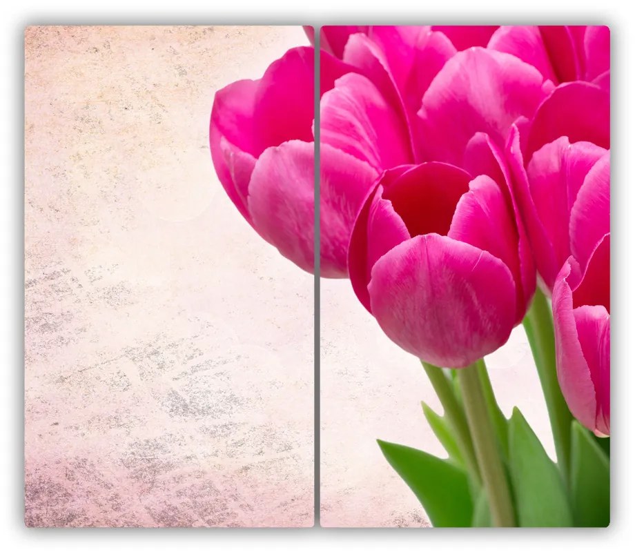 Üveg vágódeszka rózsaszín tulipánok 60x52 cm