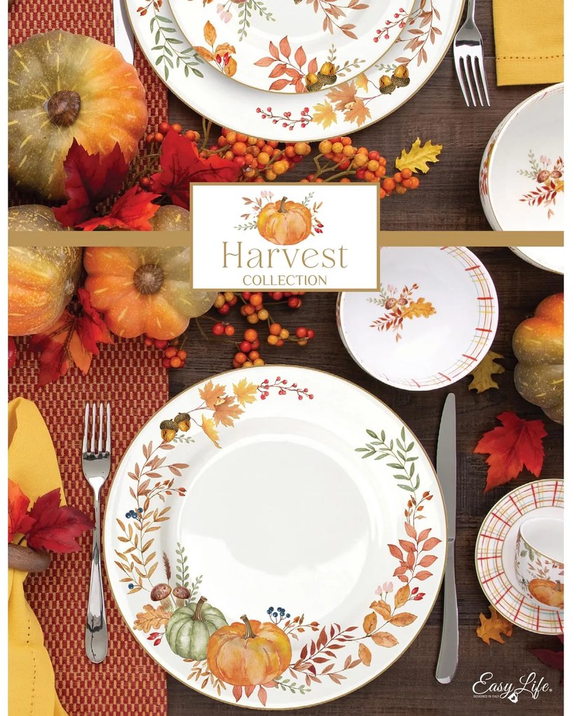 Őszi Mintával dísztökkel díszített Porcelán lapostányér Harvest
