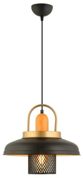 Zsinóros függőlámpa MONZA 1xE27/40W/230V, átm. 32 cm, fekete/arany