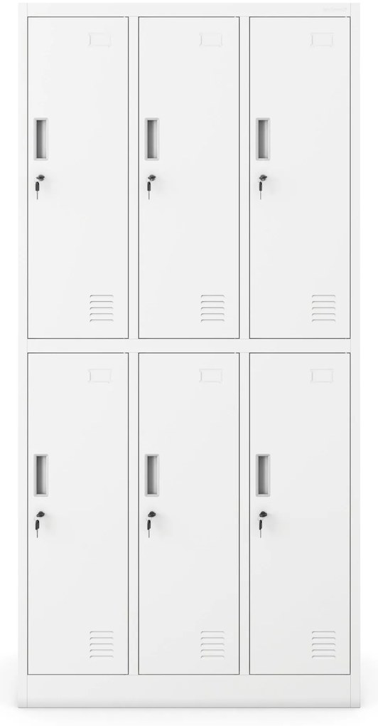 Szociális fém öltözőszekrény 6 ajtóval IGOR 900 x 1850 x 450 mm, fehér