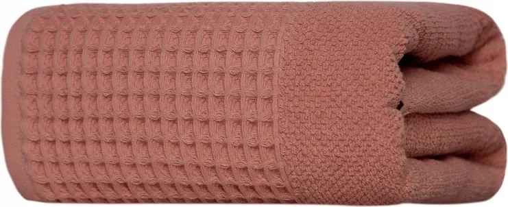 Modern pamut törölköző Waffle 50x100 rózsaszín