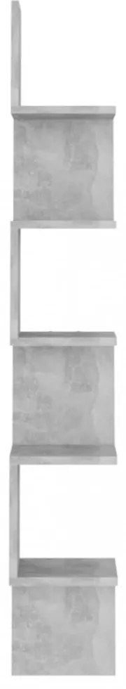 betonszürke szerelt fa fali sarokpolc 20 x 20 x 127,5 cm