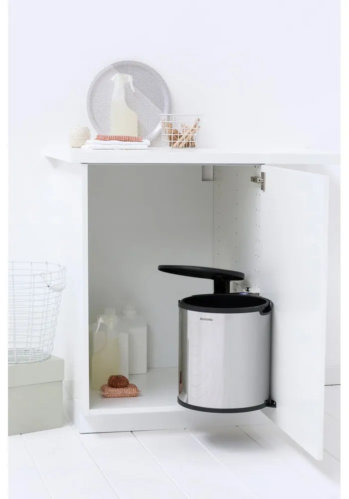 Fényes ezüstszínű acél beépíthető szemetes 15 l – Brabantia