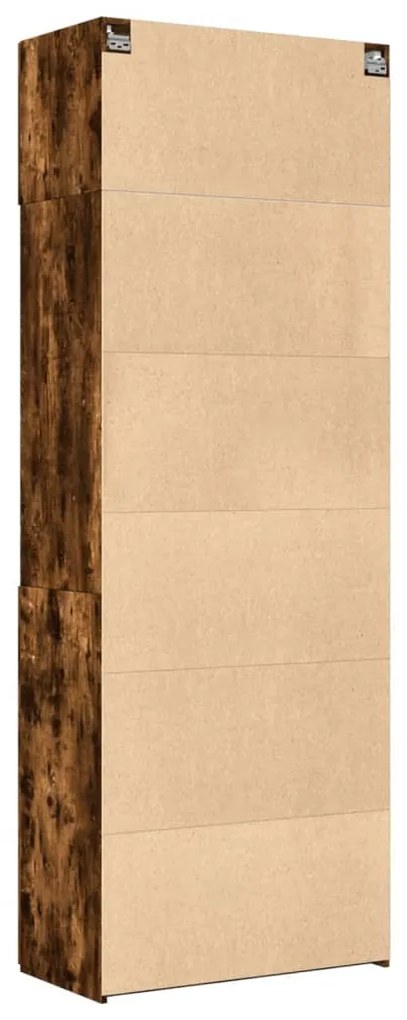 füstös tölgy színű szerelt fa tárolószekrény 80 x 42,5 x 225 cm