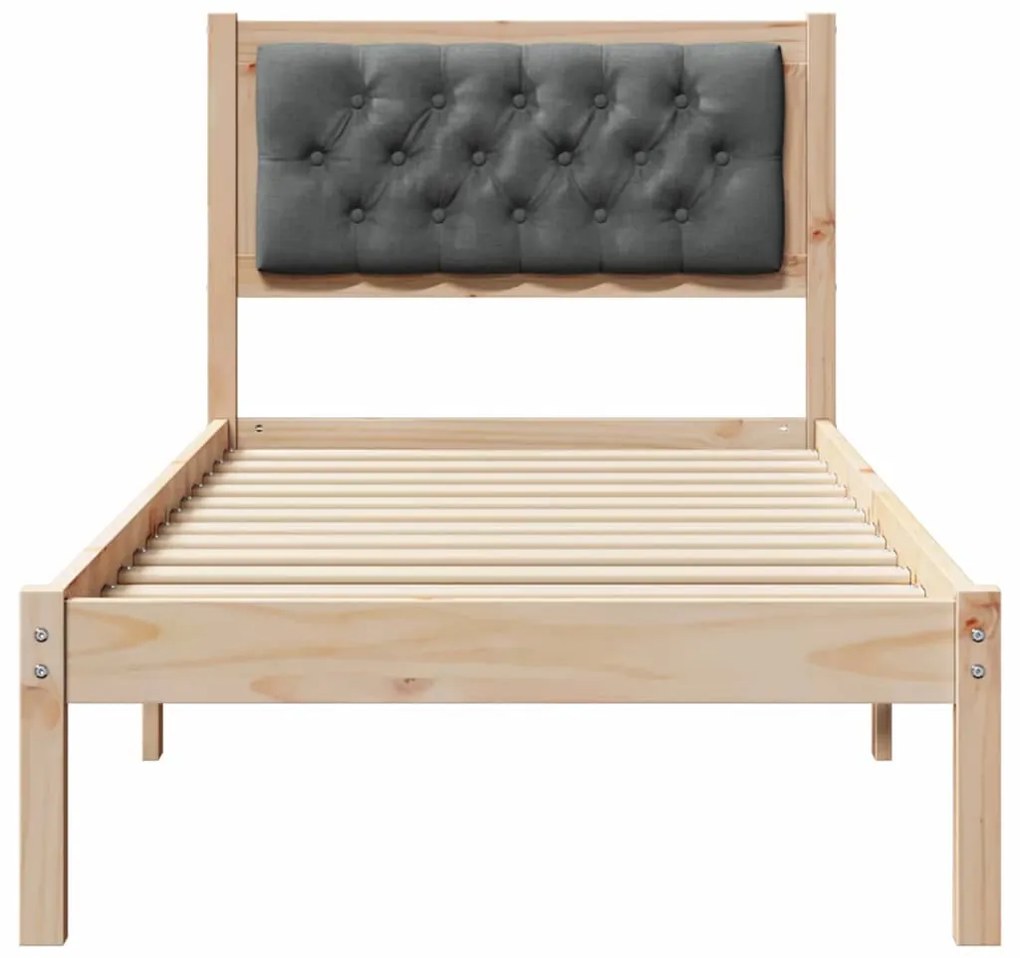 Ágykeret fejtámlával Sötétszürke 75 x 190 cm szövet