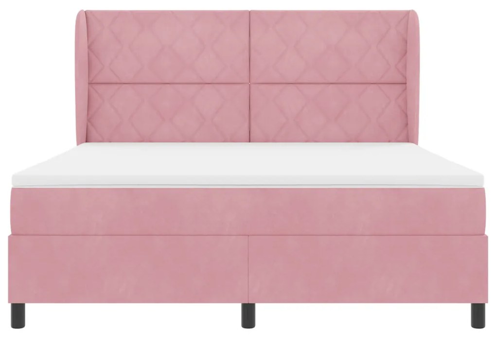 Boxspring Ágy Mattal Rózsaszín 180x200 cm Bársony