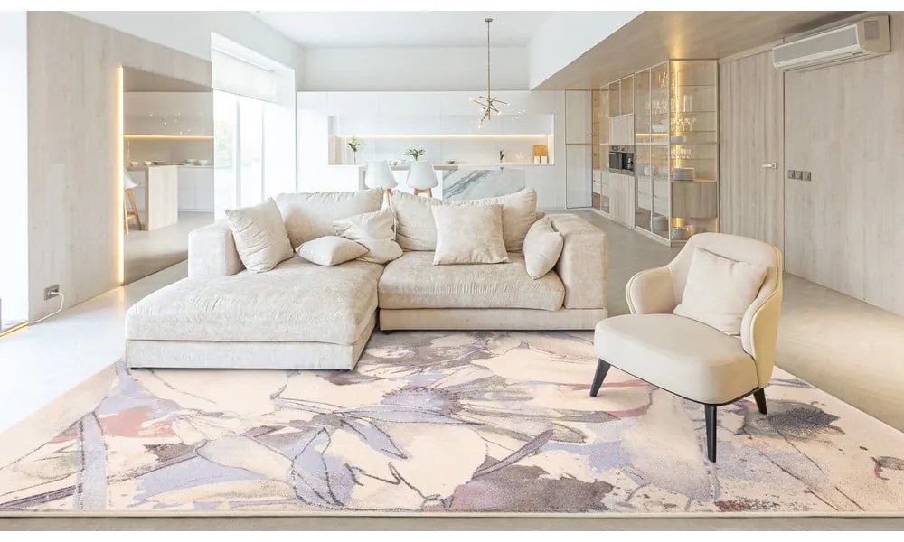 Krémszínű gyapjú szőnyeg 160x240 cm Lilia – Agnella