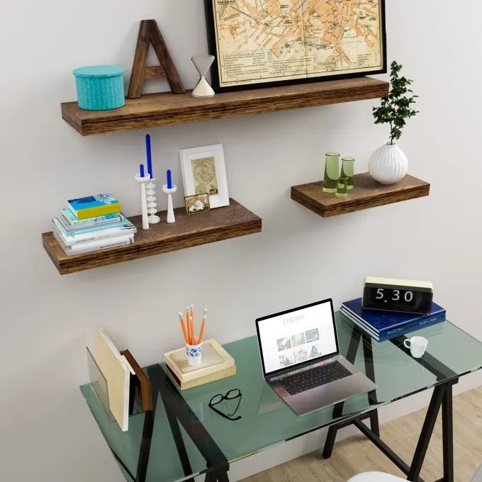 FIGO+ fali polc konzollal, 70 cm, sötét tölgy Casaria