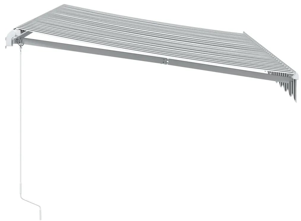 antracitszürke-fehér LED-es kézi napellenző 350 x 250 cm