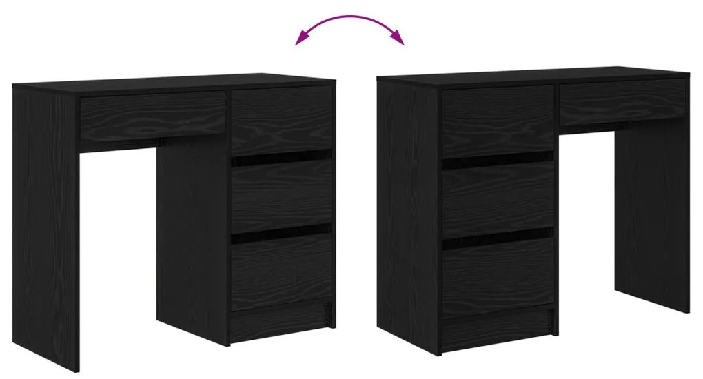 Asztal fiókkal polcokkal Musta tammi 90 x 37,5 x 75 cm Faanyag