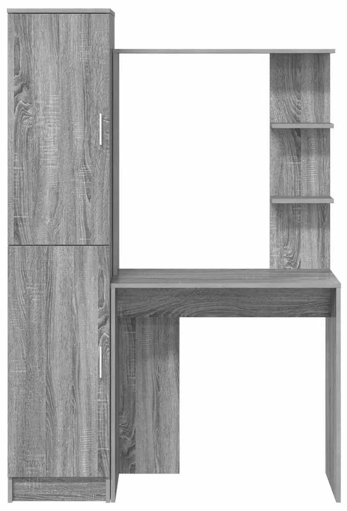 Tárolóval rendelkező íróasztal polcokkal 2 pcs Szürke sonoma