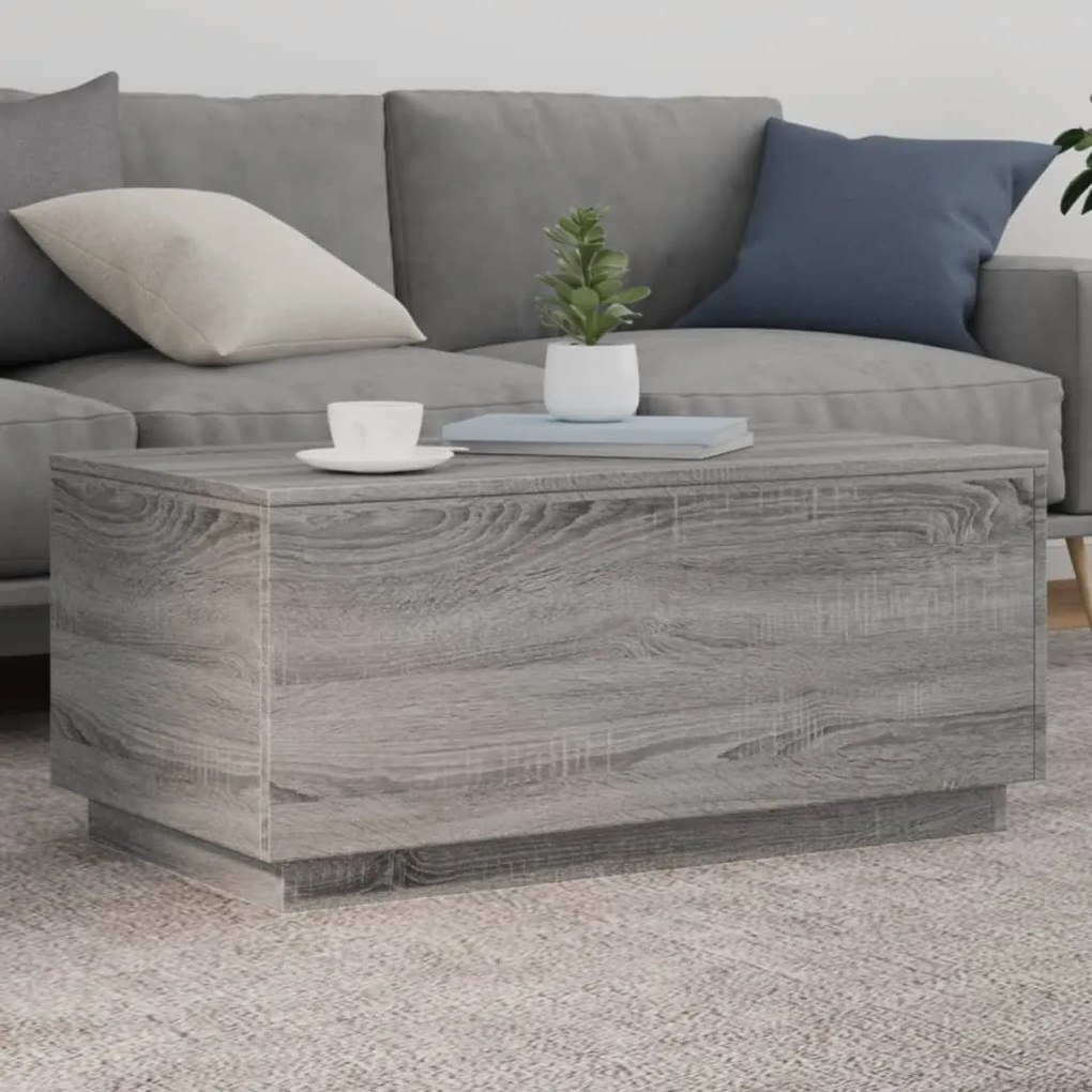 Szürke sonoma színű dohányzóasztal LED-lámpákkal 90x50x40 cm