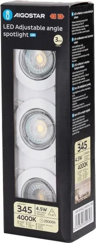 Aigostar - SZETT 3x beépíthető LED lámpatest 1xGU10/4,5W/230V 4000K fehér