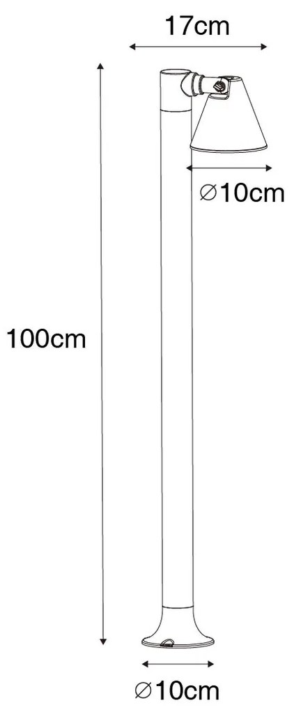 Modern kültéri oszloplámpa rozsdabarna 100 cm IP44 állítható - Ciara
