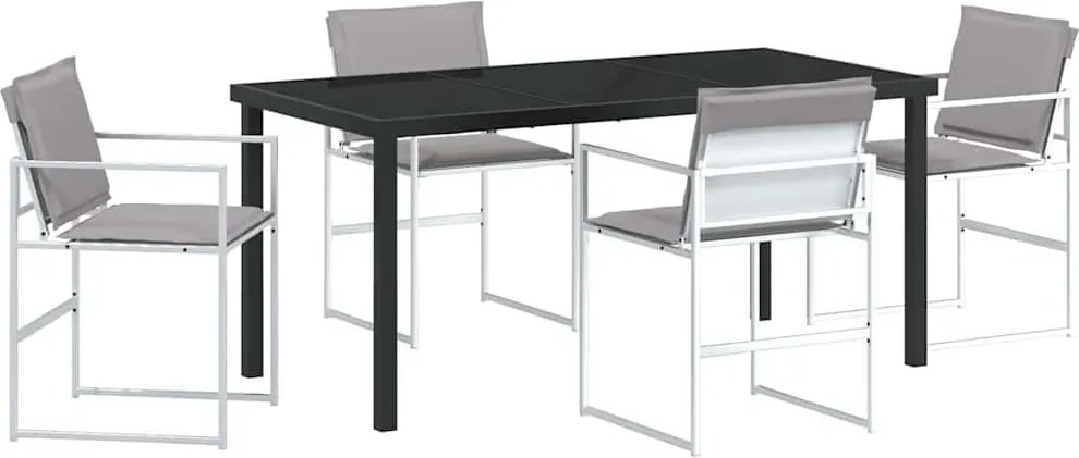 vidaXL Kert étkező szett 5 pcs Fehér Porszórt acél