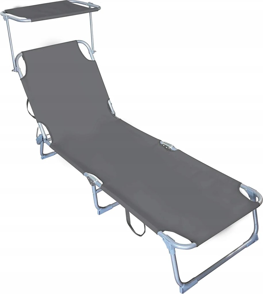 Vounot Kerti Túra Strand Napozóágy Összecsukható Szürke Napellenzővel