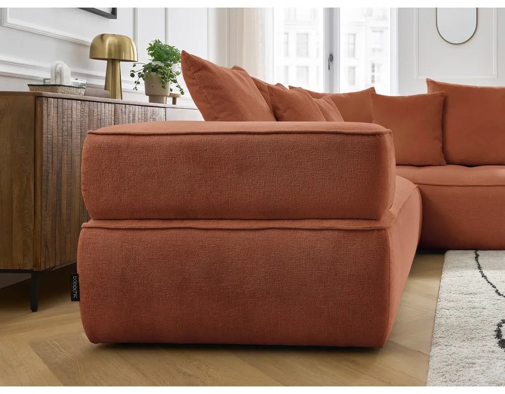 Terrakotta színű zsenília sarokkanapé (jobb oldali-L alakú) Whesley – Bobochic Paris
