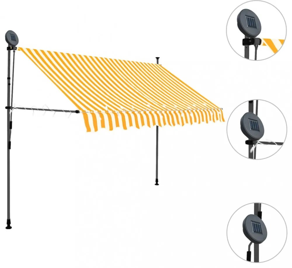 fehér-narancssárga kézzel kihúzható LED-es napellenző 300 cm